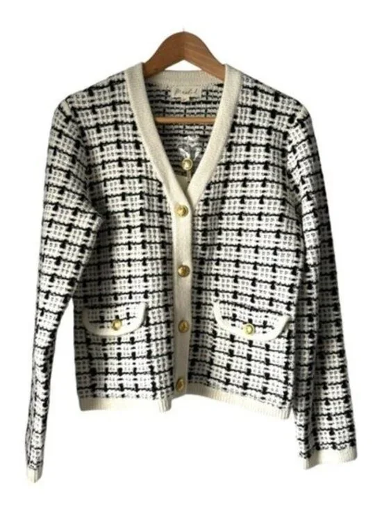Marled Chic Black and White Checkered Cardigan - Picture 5 of 7